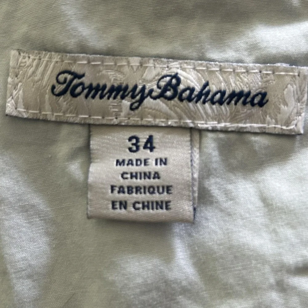 Tommy Bahama Shorts Mens 34 Blue Stripe Linen Chino Lightweight Casual 10 Inseam